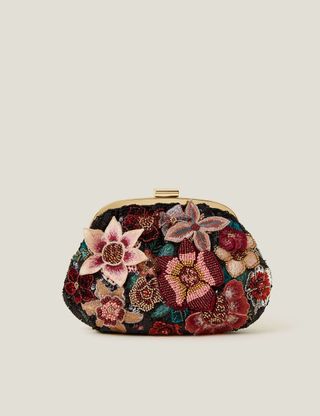 Cotton Rich Beaded Floral Clutch Bag