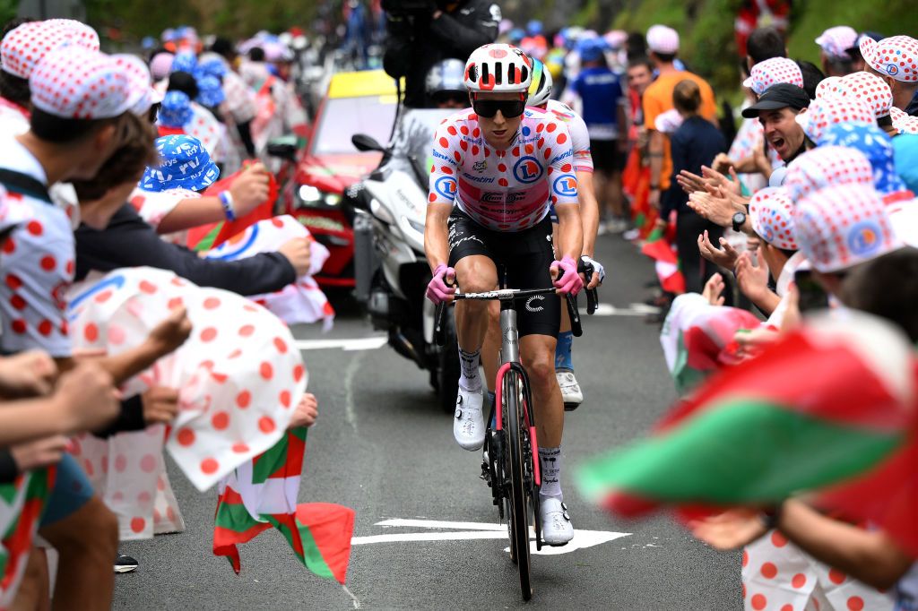 Neilson Powless on the attack during stage 2 of the 2023 Tour de France