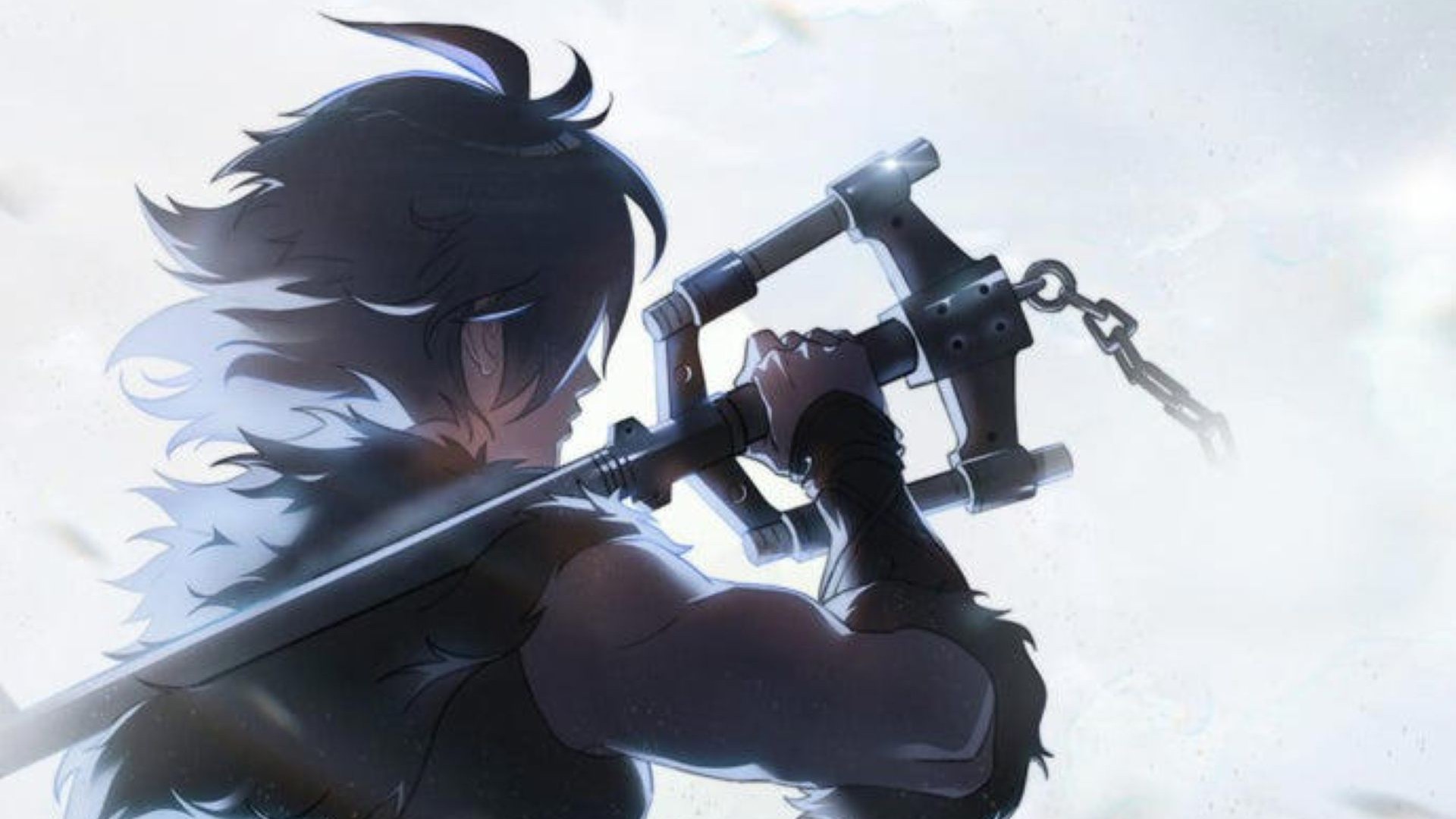 Key art from the unnamed Kingdom Hearts anime series coming to Disney Plus, showing a long haired character wielding a Keyblade.