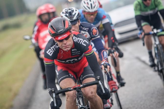 Cadel Evans (BMC) comes to the front of the break for a pull.