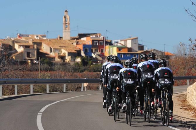 Omega Pharma-QuickStep train near Oliva, Spain.
