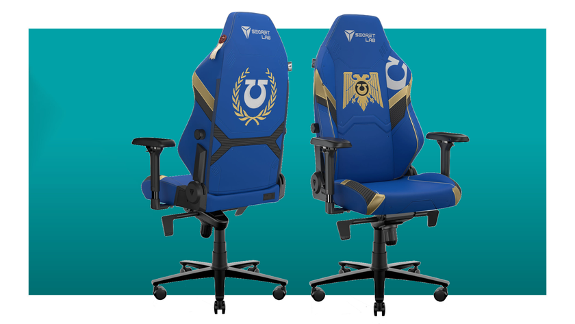The Secretlab TITAN Evo gaming chair in the Warhammer 40,000 colourway floats in the PC Gamer deal void.