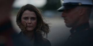 Kate Wyler (Keri Russell) stands next to a soldier, in a first look at 'The Diplomat' season 2.