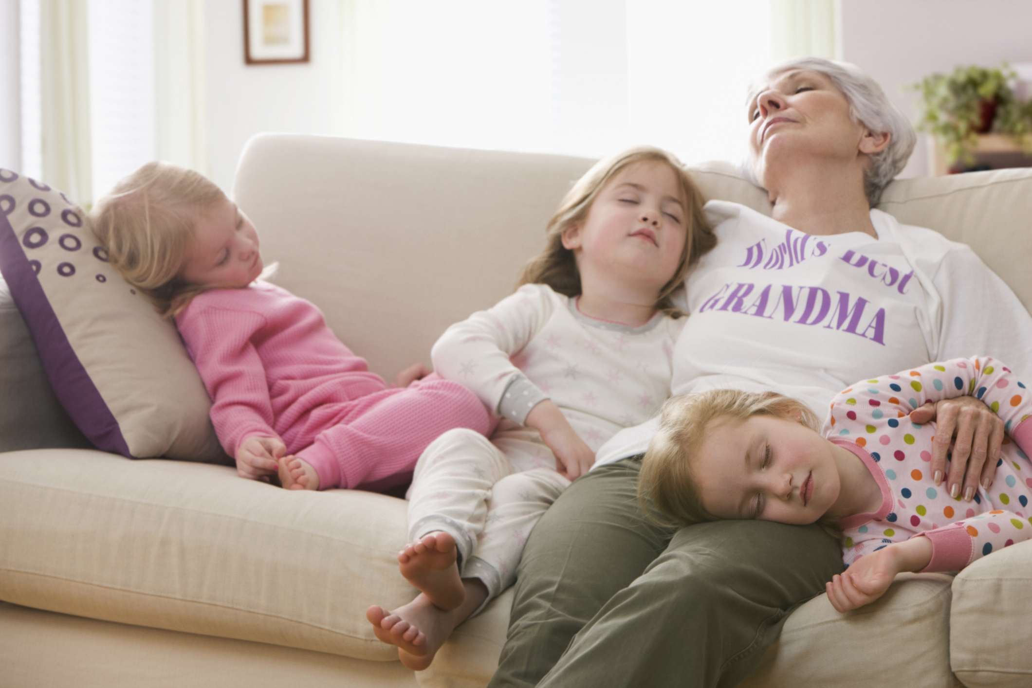 Grandma with tired grandkids