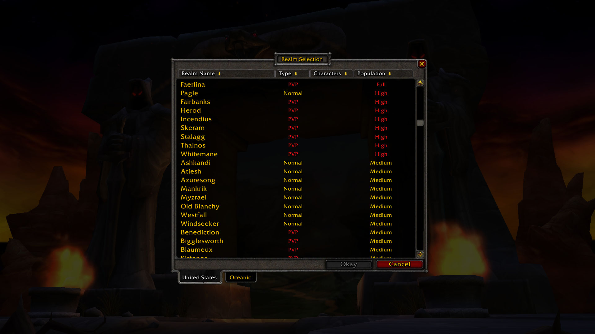WoW Classic servers Complete WoW Classic server list for every region