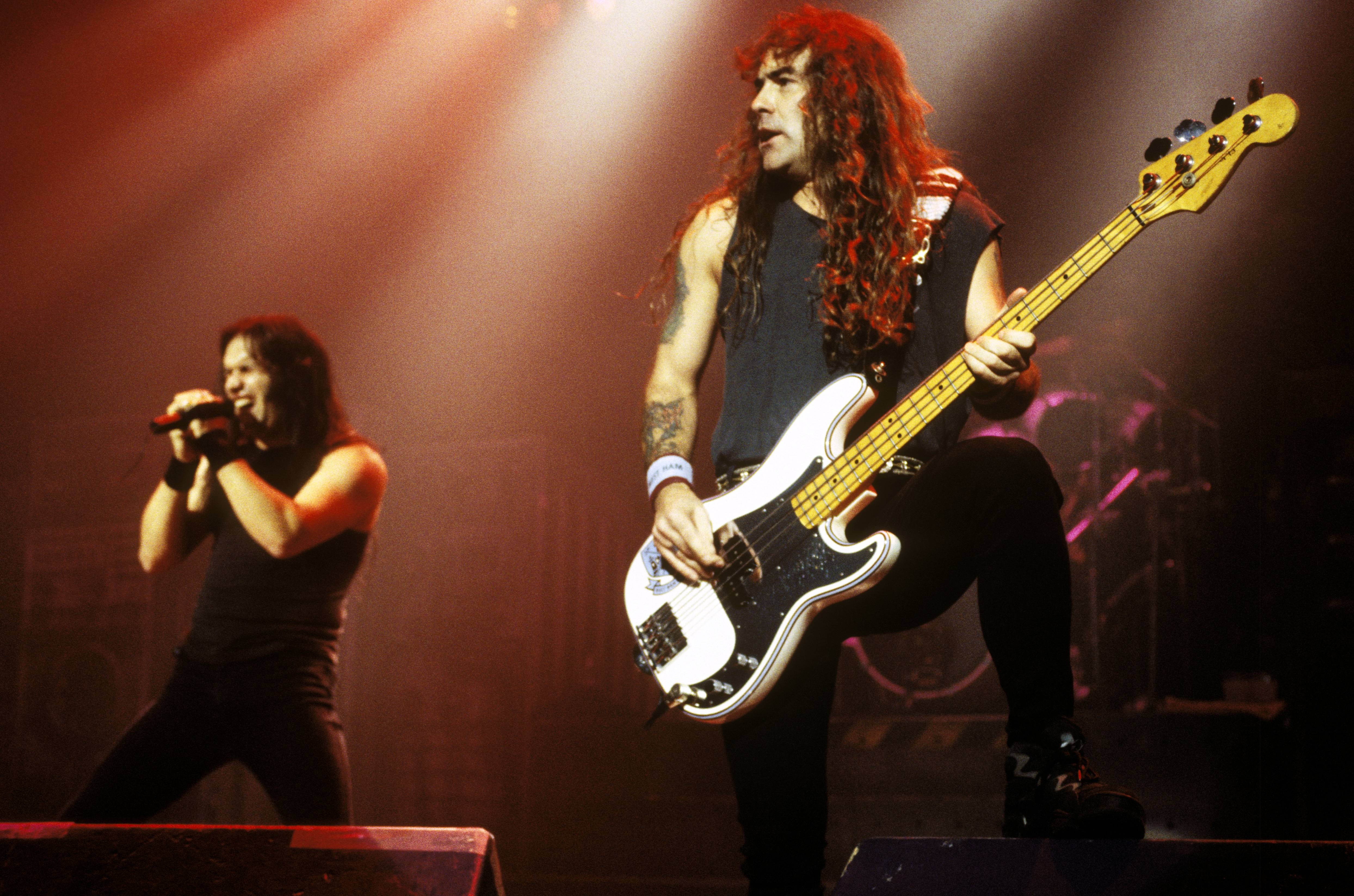 Iron Maiden on stage in 1995 in London