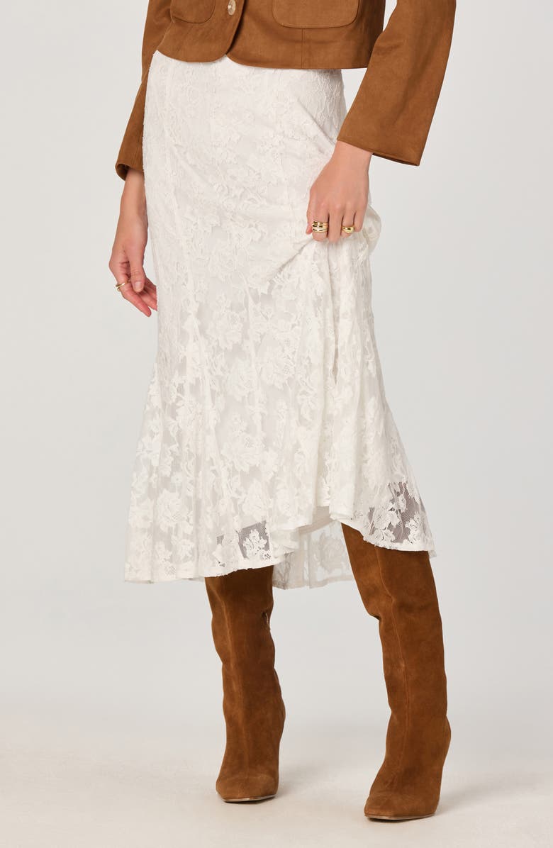 Cotton Blend Lace Midi Skirt