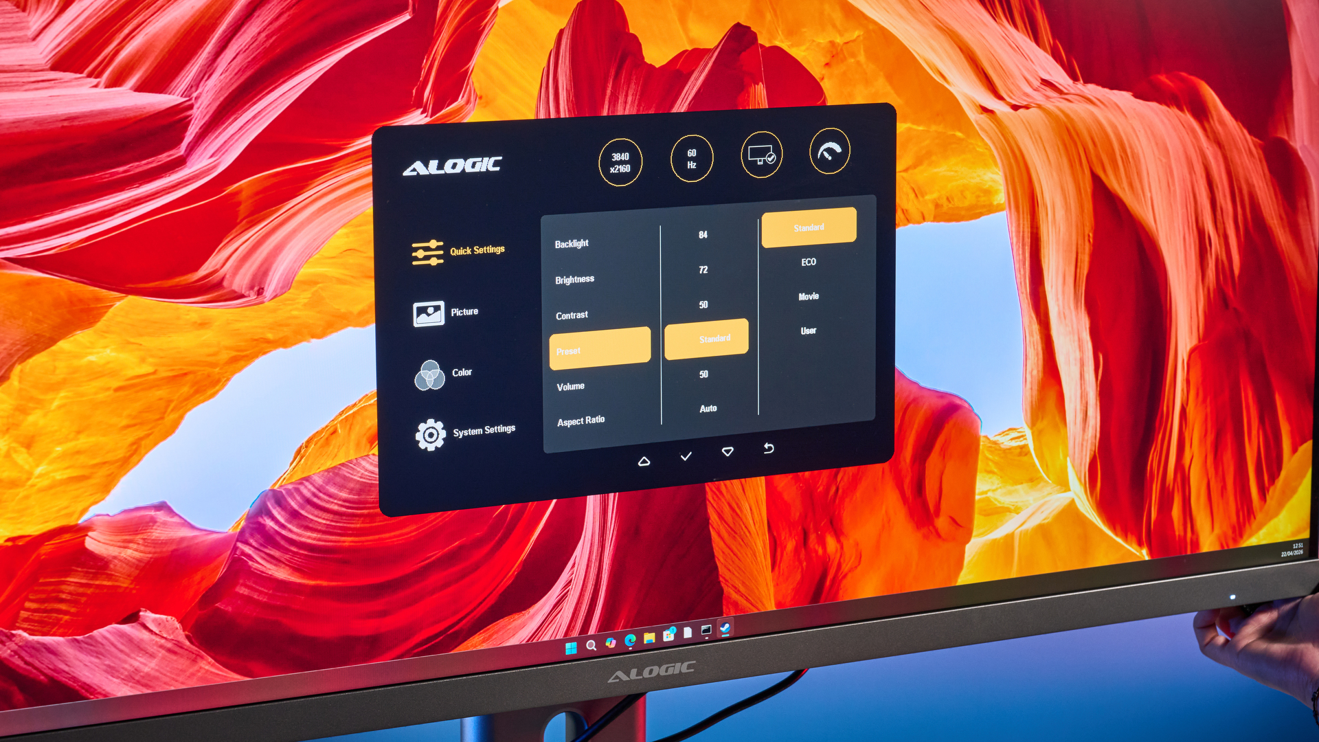 An Alogic Edge 5K ultrawide monitor
