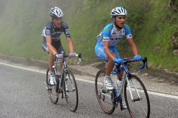 Simone Stortoni (Colnago - CSF) and Nicki S&ouml;rensen (Saxo Bank), still together.