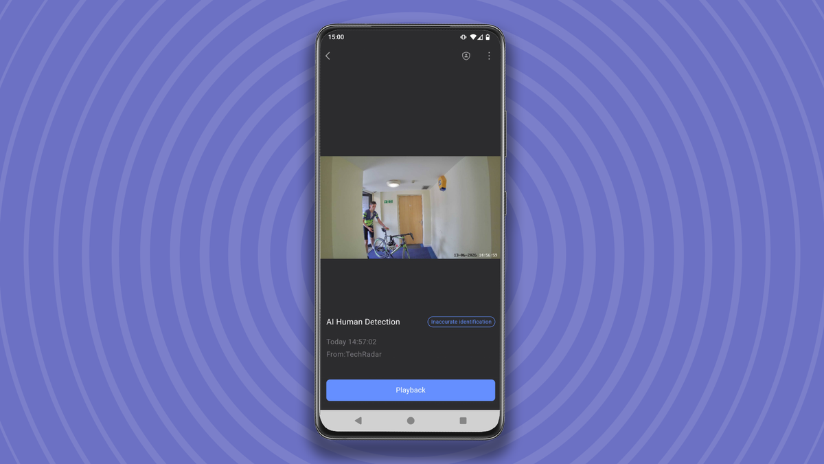 Person with bike detected in Ezvizlife app