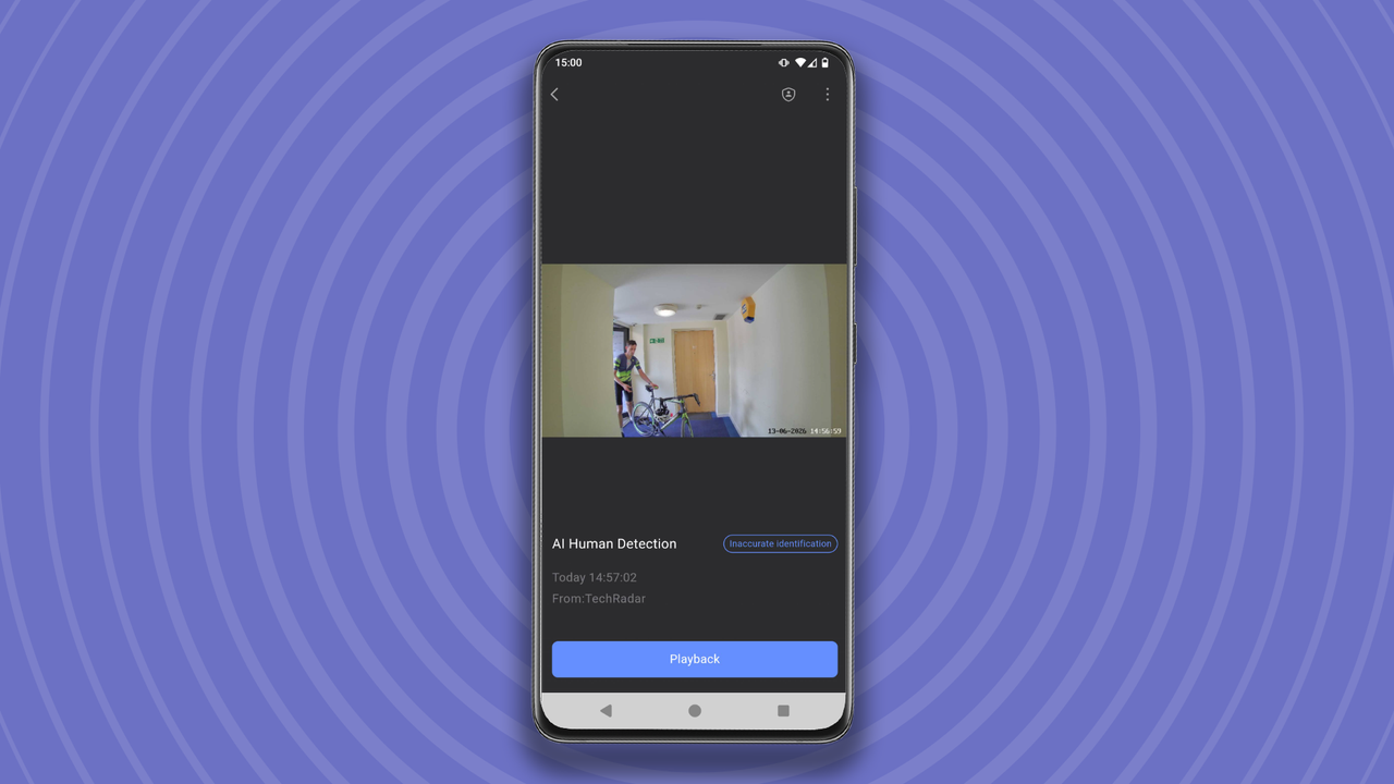 Person with bike detected in Ezvizlife app