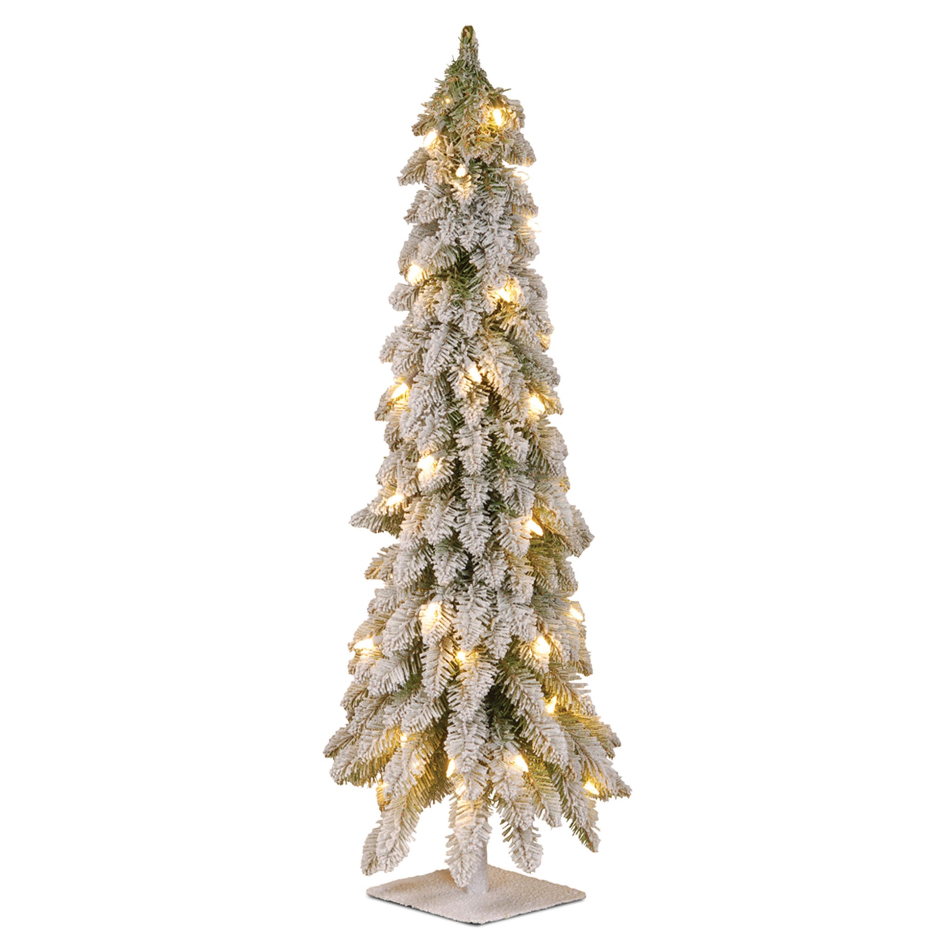 3 Ft. Pre-Lit Snowy Downswept Forest Tree With Clear Lights
