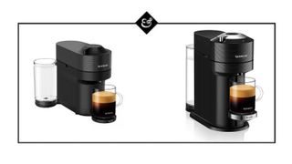 A Nespresso Vertuo Pop and Vertuo Next side-by-side