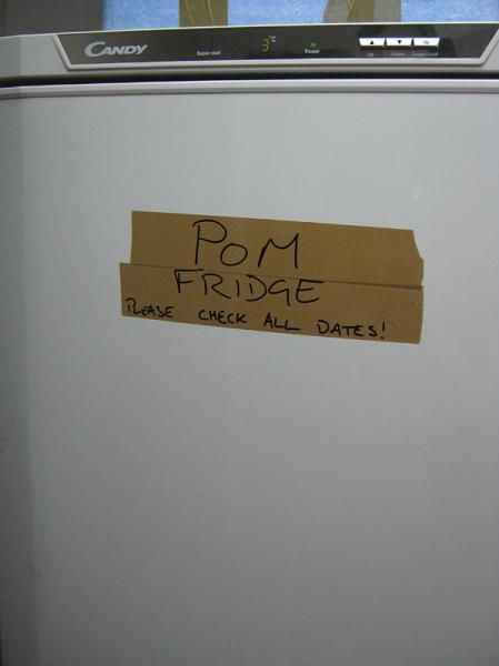 A special fridge is held aside for POM.