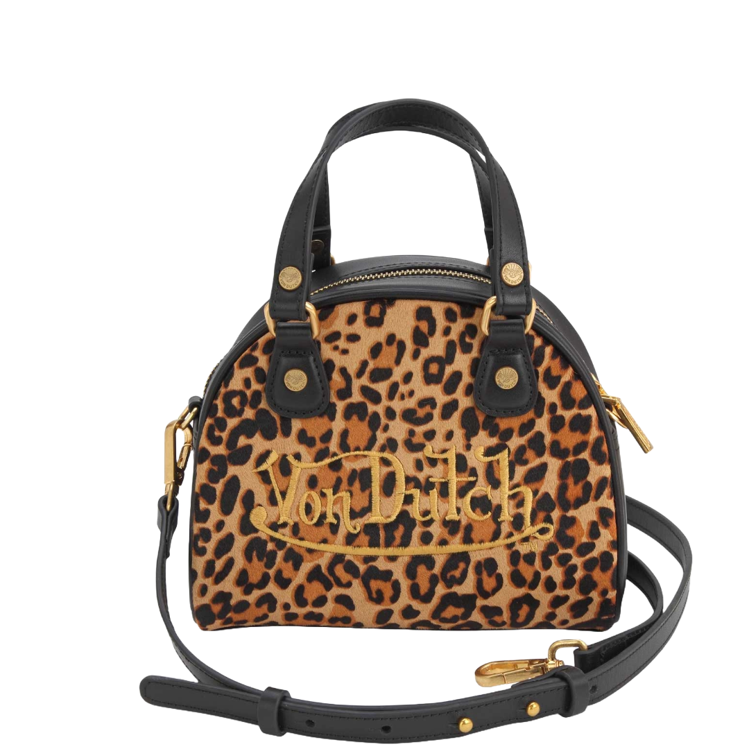 Leopard Vegan Pony Hair Bowling Bag