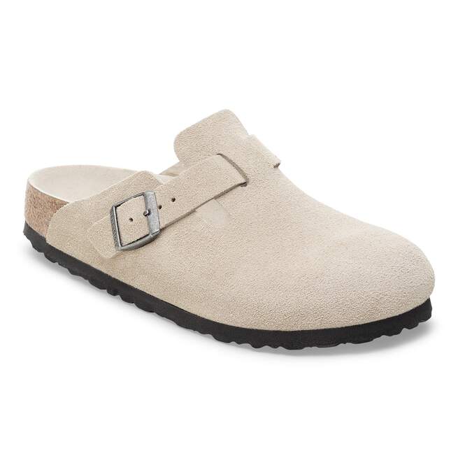 Boston Soft Footbed Suede Leather Oyster Tonal
