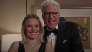 Eleanor (Kristen Bell) and Michael (Ted Danson) laughing