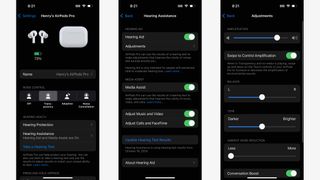 This is the 'Hearing Health' panel that now appears under AirPods Pro within Settings on an iPhone.