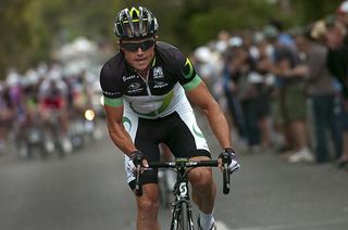 Simon Gerrans tries to sneak away from the lead group on the climb up Mt.Buninyong.