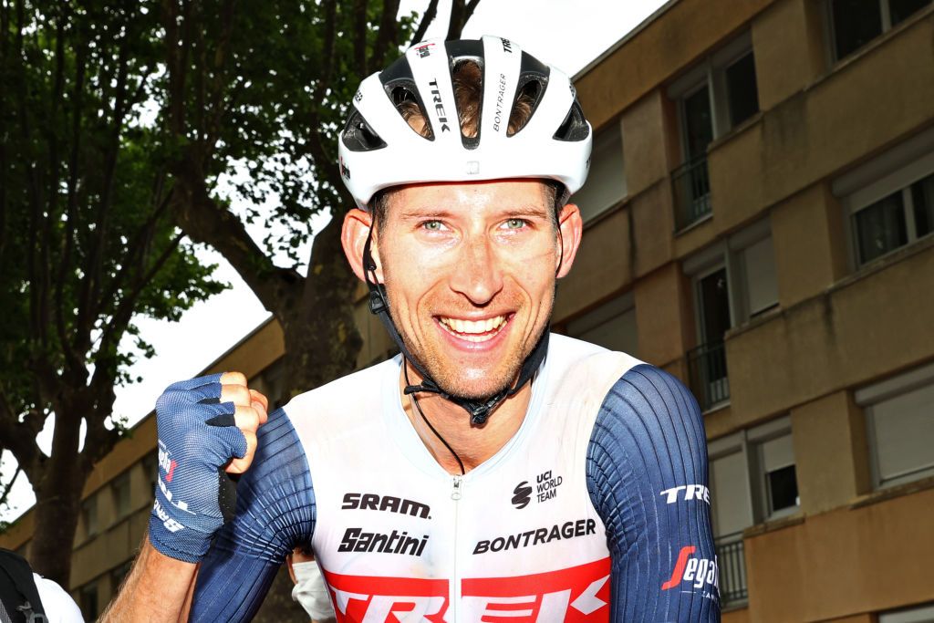 QUILLAN FRANCE JULY 10 Bauke Mollema of The Netherlands and Team Trek Segafredo celebrates at arrival during the 108th Tour de France 2021 Stage 14 a 1837km stage from Carcassonne to Quillan LeTour TDF2021 on July 10 2021 in Quillan France Photo by Michael SteeleGetty Images