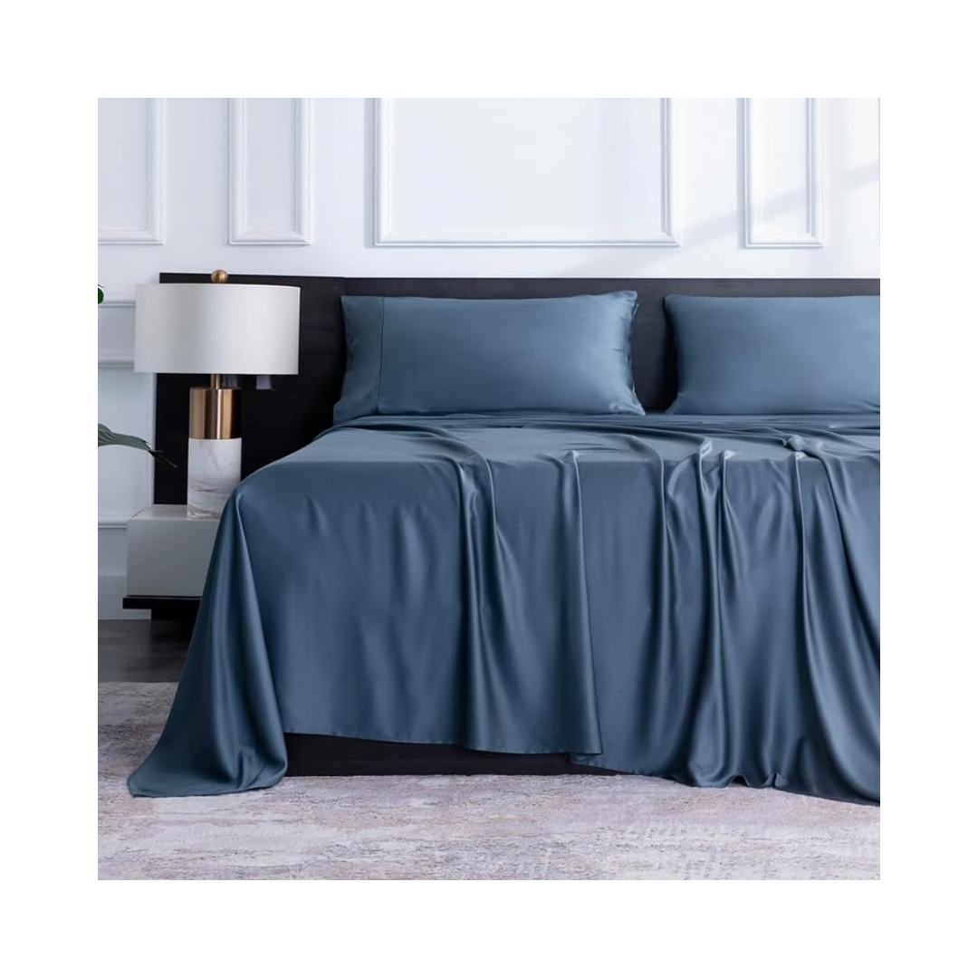 μπλε μεταξωτά σεντόνια