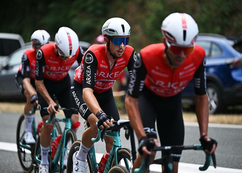LE MONT-DORE PUY DE SANCY, FRANCE - JULY 14: Kevin Vauquelin of France and Team Arkea - B&amp;B Hotels competes during the 112th Tour de France 2025, Stage 10 a 165.3km stage from Ennezat to Le Mont-Dore Puy de Sancy (Super Sancy) 1318m / #UCIWT / on July 14, 2025 in Le Mont-Dore Puy de Sancy, France. (Photo by Tim de Waele/Getty Images)