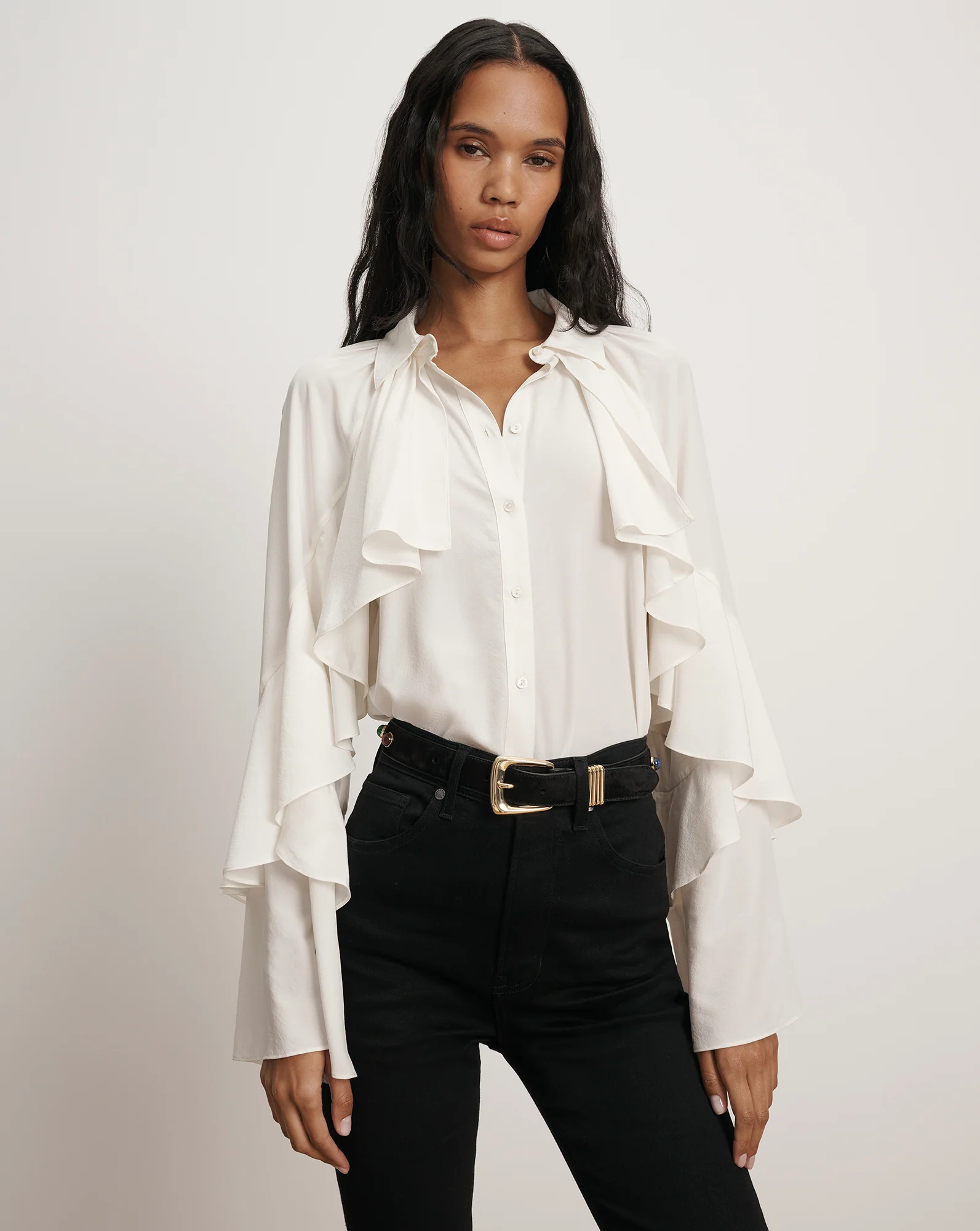 Veronica Beard, Demaris Ruffled Button-Down Blouse
