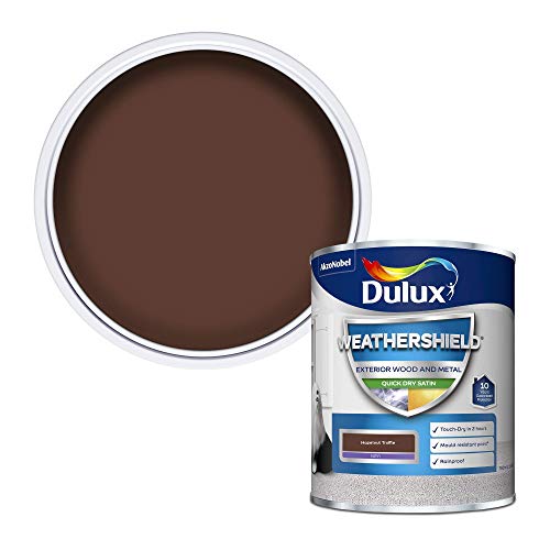 Dulux Weather Shield Quick Dry Satin Paint, 750 Ml - Hazelnut Truffle