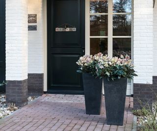 Ella Artstone Plant Pots outside a front door