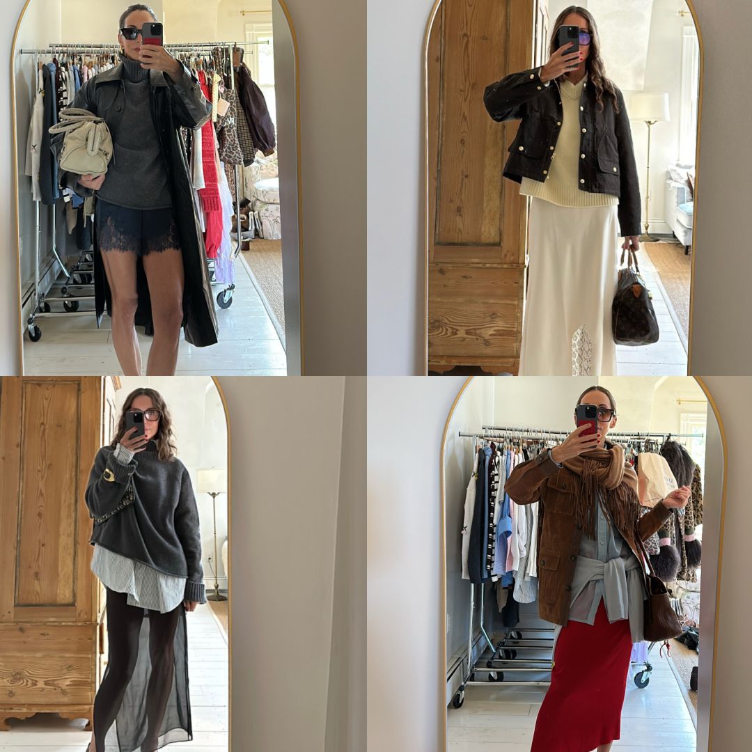 Larissa Mills in outfits with summer essentials for fall and winter