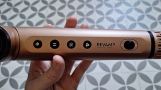 Close up of controls on Revamp Dynamic Radiance Pro hair styler