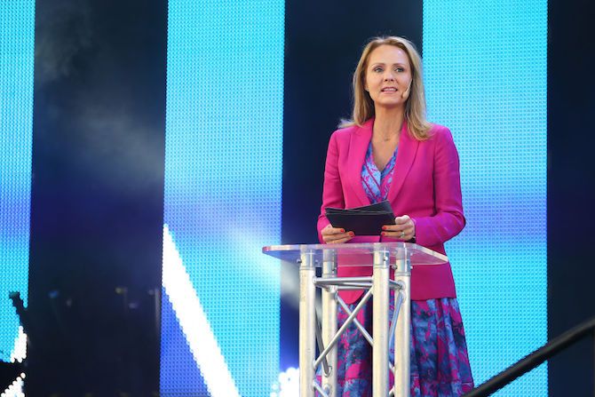 WADA vice-president Linda Helleland at the opening ceremony of the 2017 UCI Road World Championships in Bergen, Norway