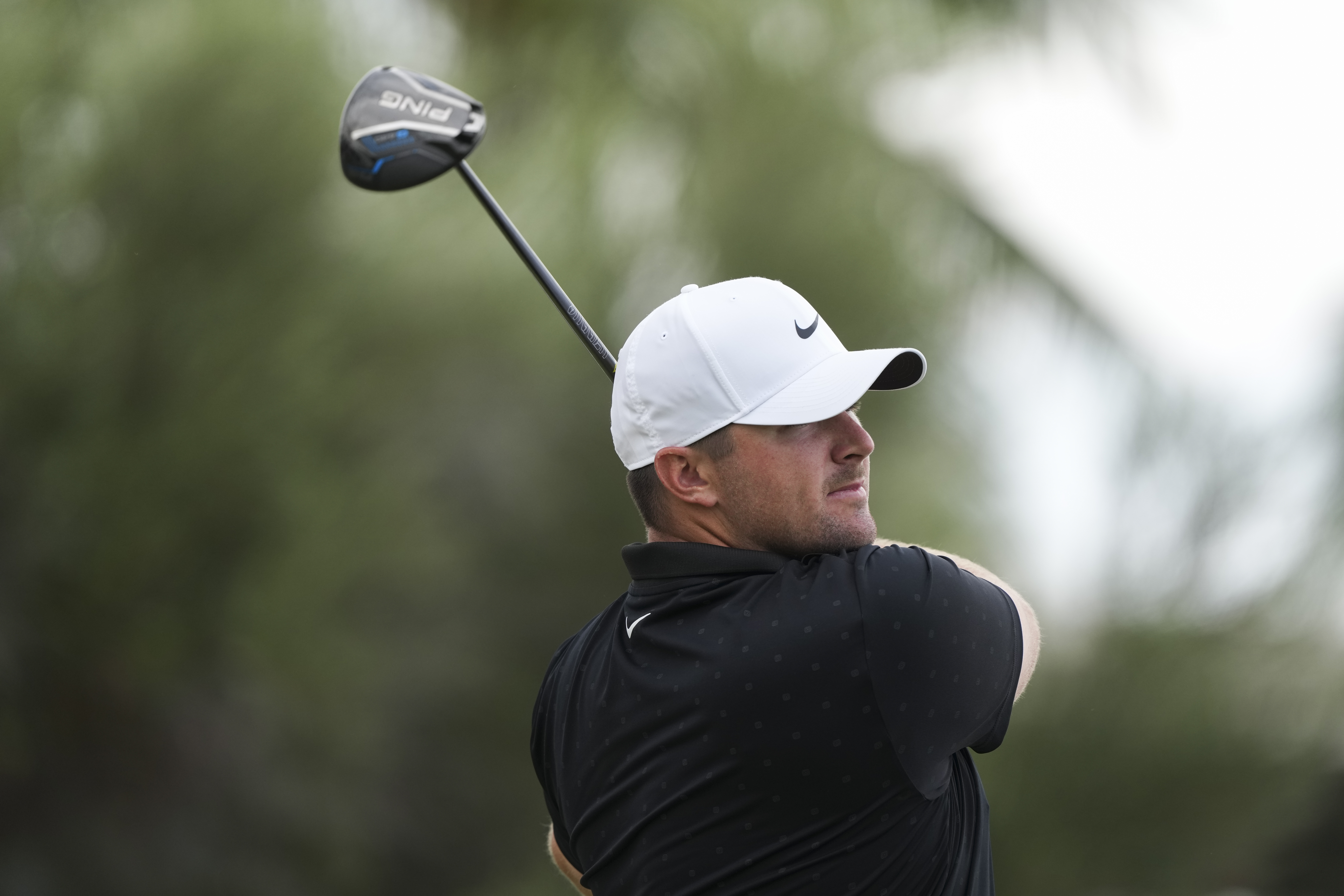 Chris Gotterup hits a driver off the tee