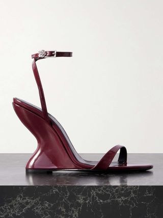 Patent-Leather Wedge Sandals