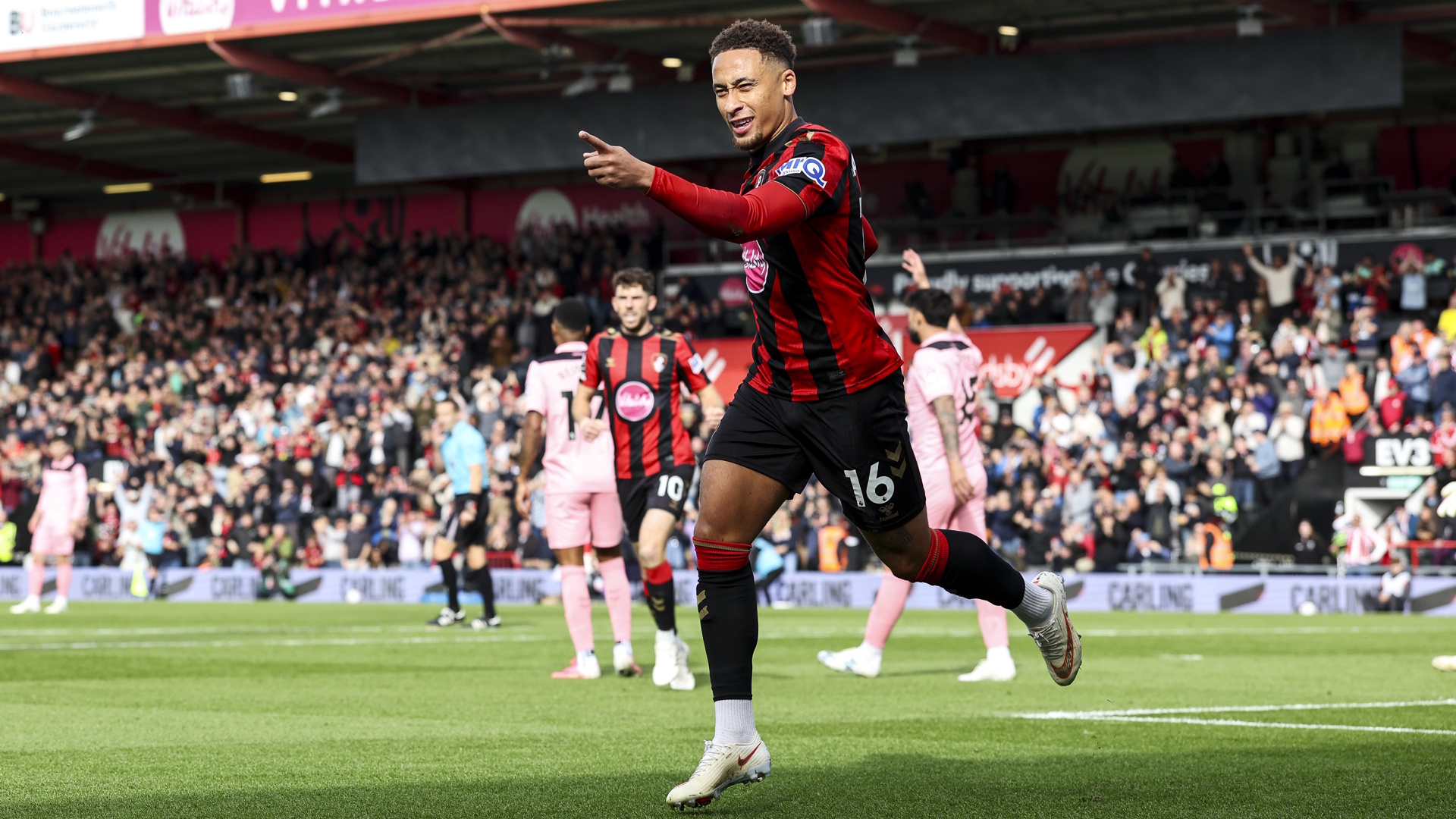 Marcus Tavernier of Bournemouth celebrates after scoring during a Premier League 2026/27 match at the Vitality Stadium.
