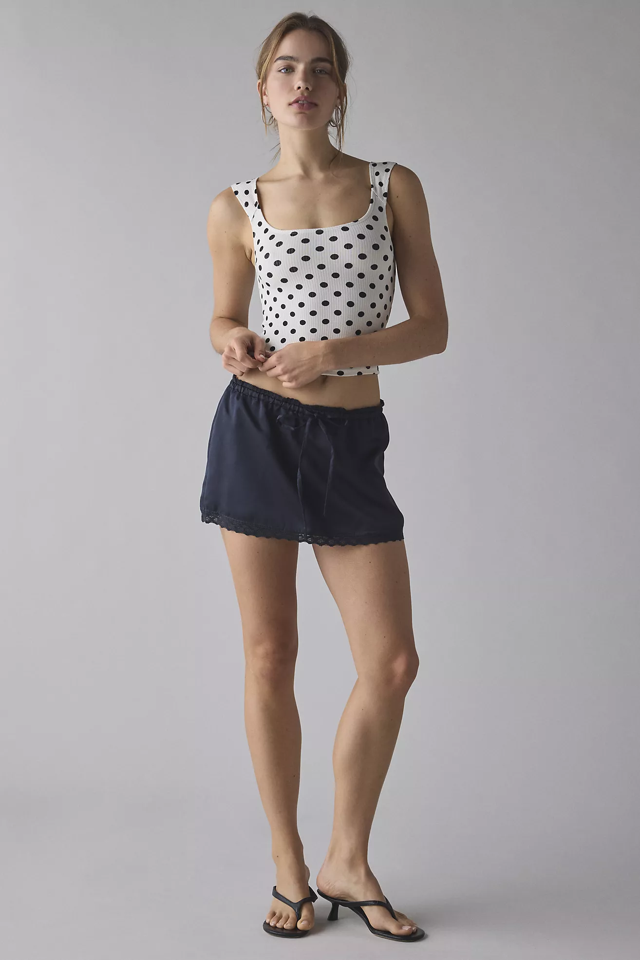 Kimchi Blue Rea Lace-Trim Satin Micro Mini Skirt