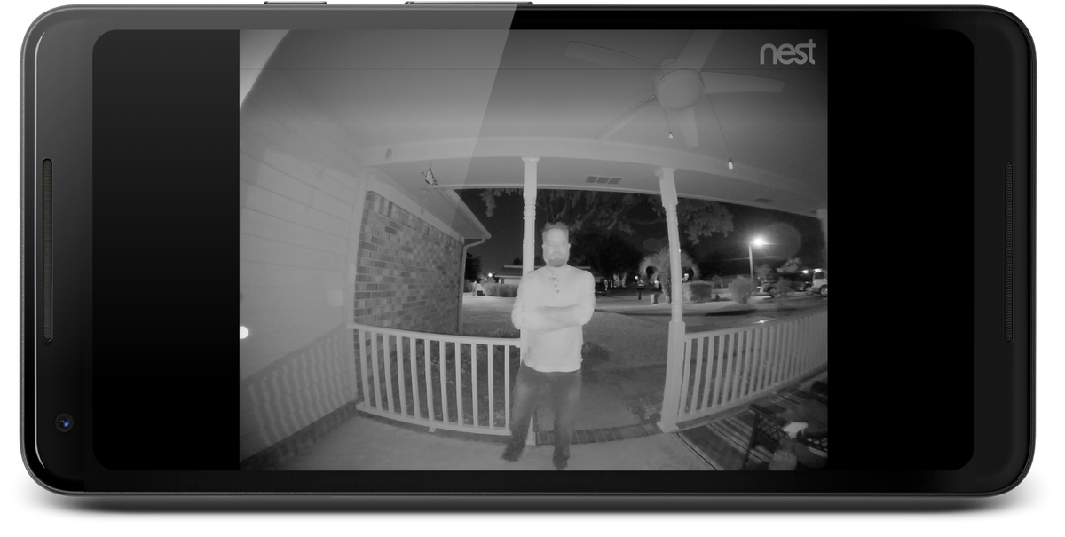Nest Hello at night