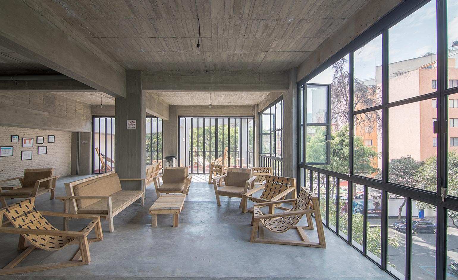 Wooden seating area