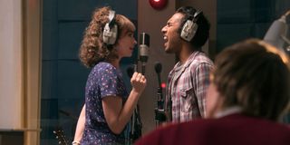 Lily James and Hamish Patel singing in Yesterday