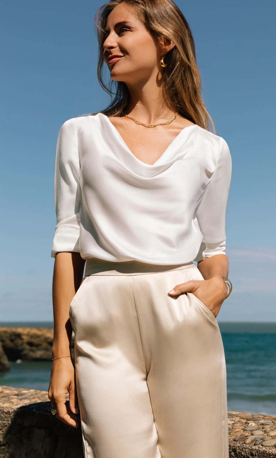Ravella, Claudia Silk Cowl Neck Blouse
