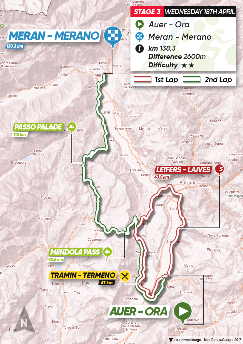 Tour of the Alps 2018 stage 3 map
