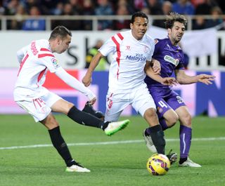 Iago Aspas scores for Sevilla against Espanyol in February 2015.