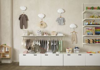 baby clothes storage with Algot and Stuva from Ikea