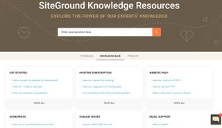 SiteGround's support homepage