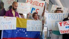 People join together to support a resolution in favor of reinstating temporary protected status for Venezuelans