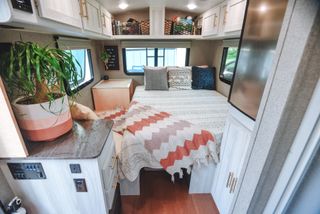 Camper with a remodeled interior.