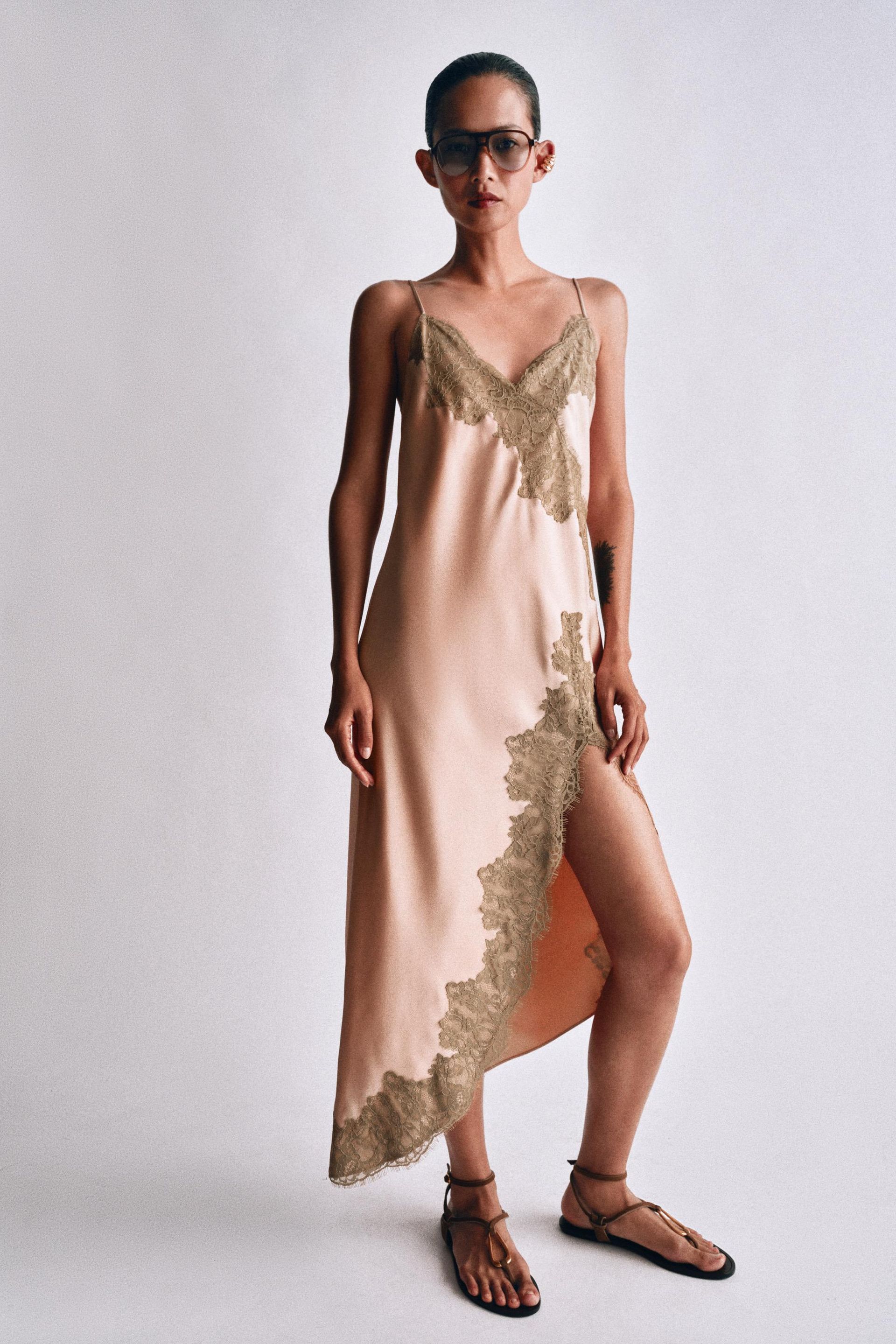 Zw Collection Satin Lace Dress