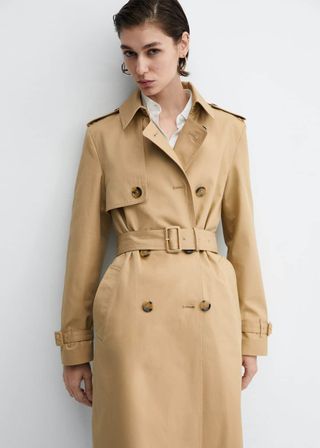 Model wears Classic Trench Coat With Belt 