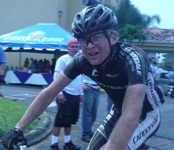 Alex Grant at the finish, in third place.
