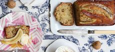 Banana, walnut and salted maple-syrup loaf, served with maple mascarpone